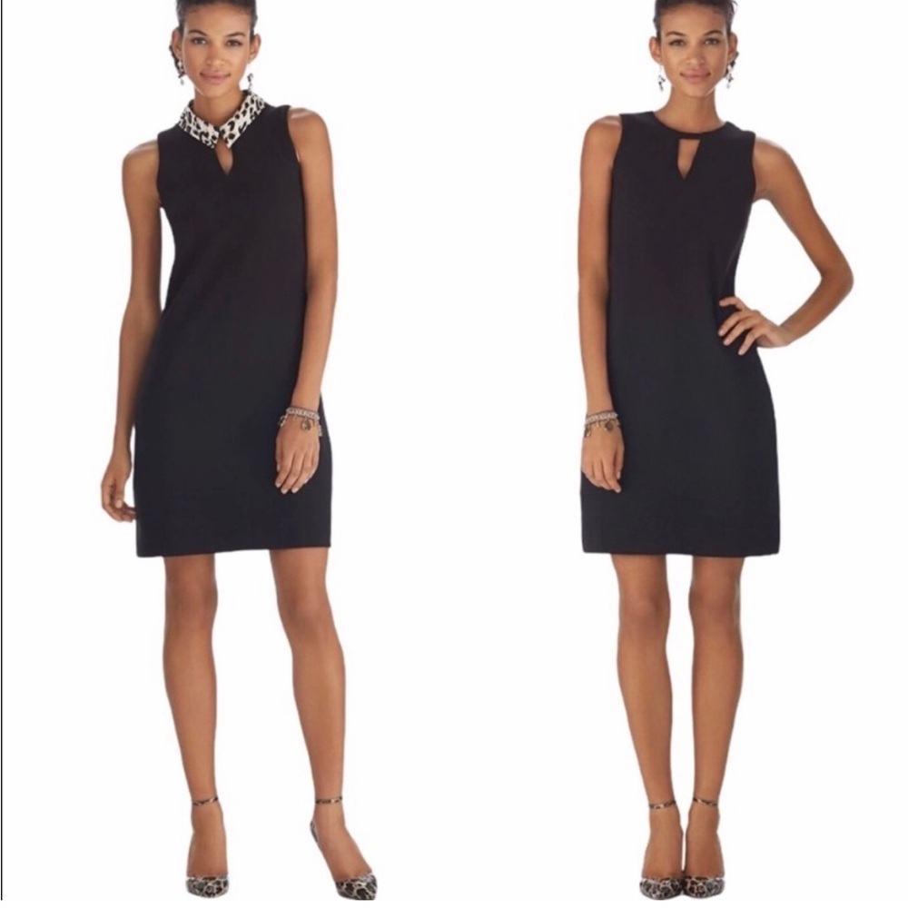 White House Black Market Black Sleeveless Detachable Collar Dress